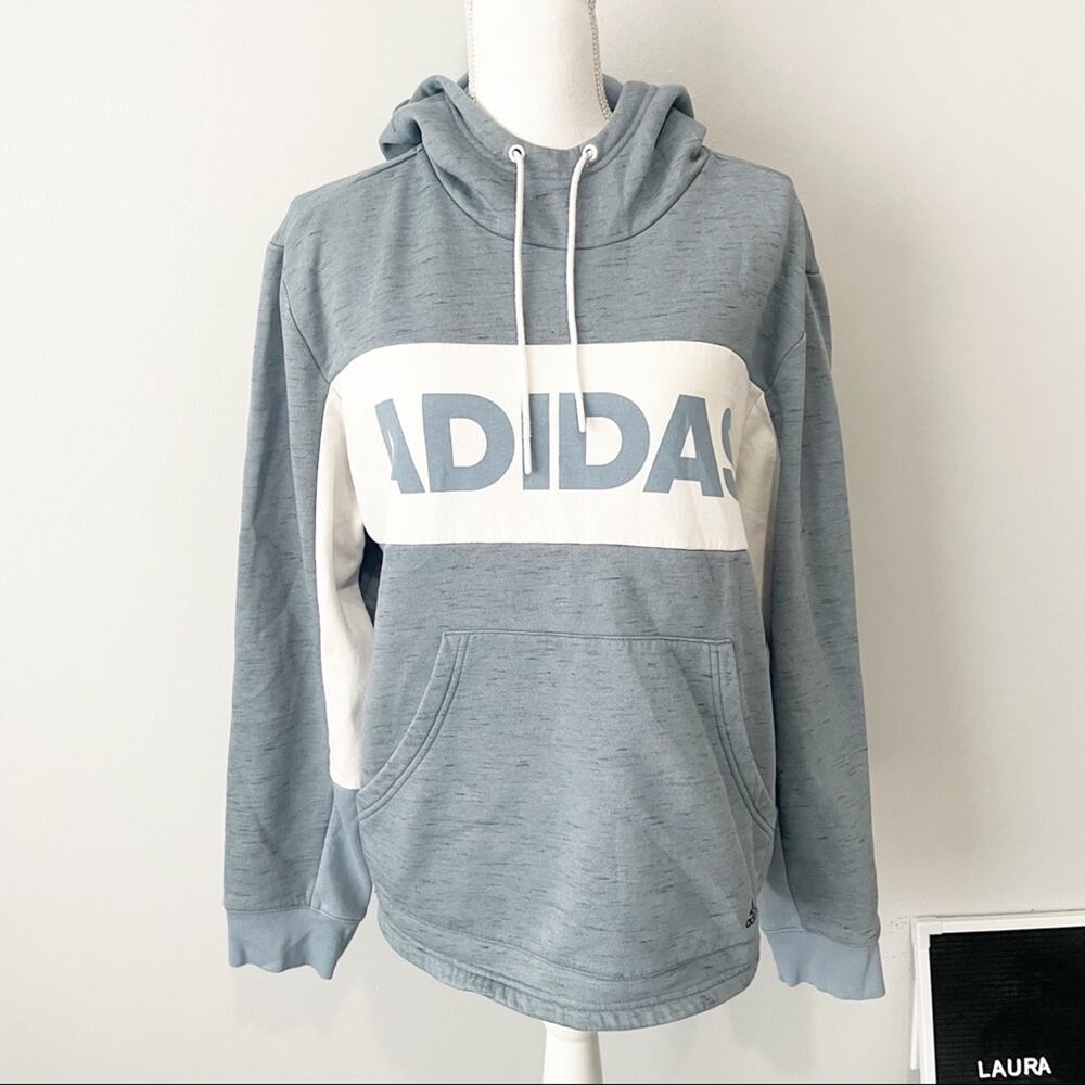 Adidas logo blue pull over hoodie sweatshirt size XL